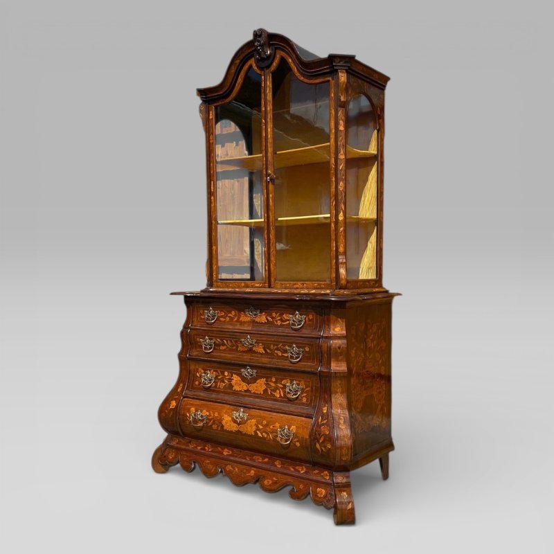 Edwards & Roberts Dutch Marquetry Display Cabinet On Chest